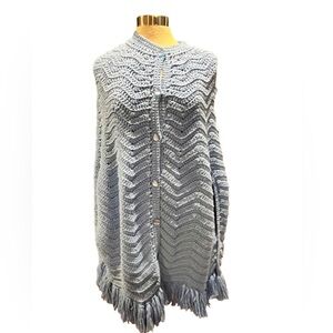 Vintage handcrafted knitted blue cape